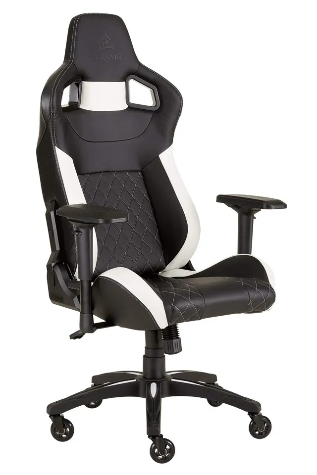 corsair-t1-race-gaming-stuhl-aus-pu-kunstleder-schwarz-wei-stahlrahmen-4d-armleh image 1