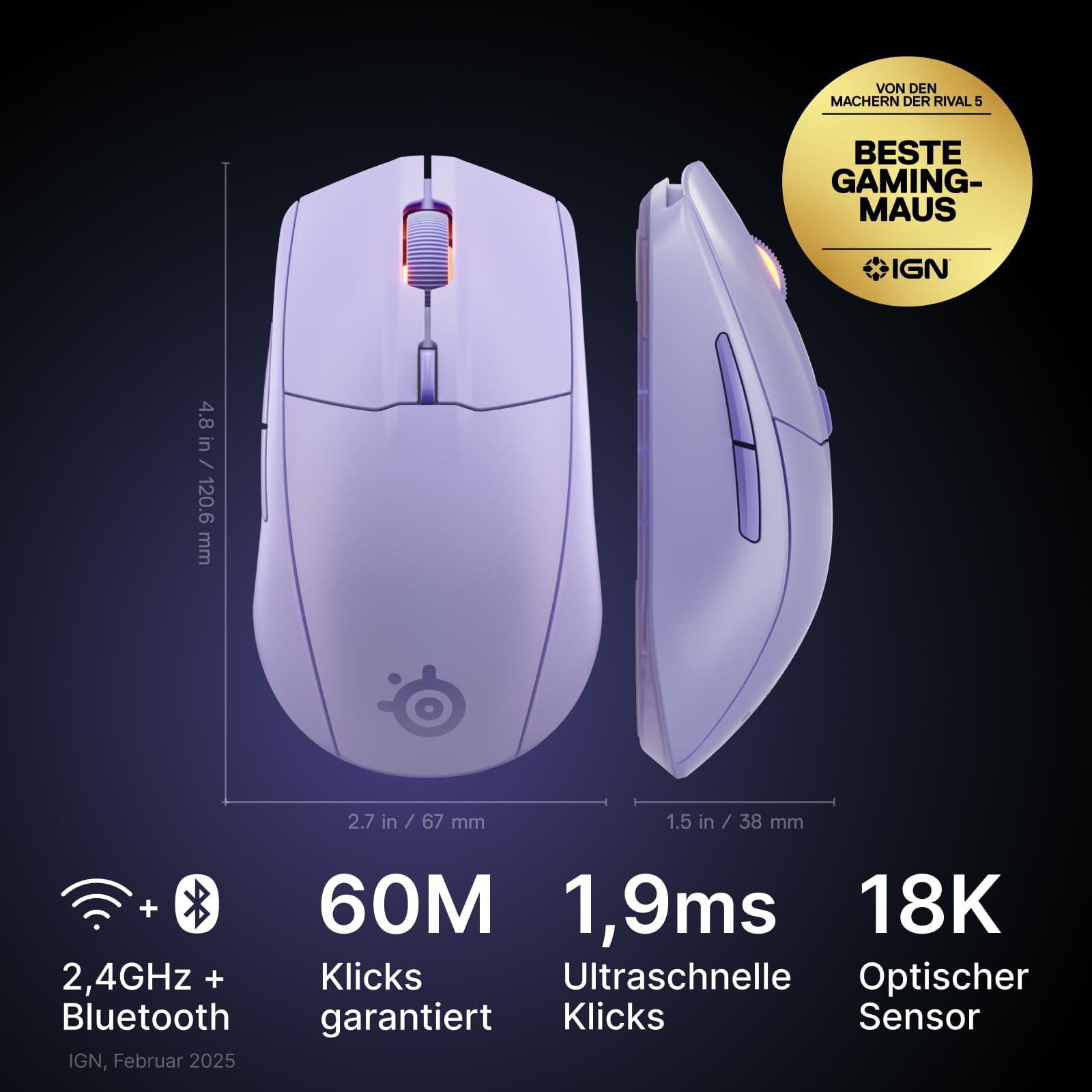 steelseries-rival-3-wireless-gen-2-gaming-maus-dual-wireless-2-4-ghz-bluetooth-1 image 2