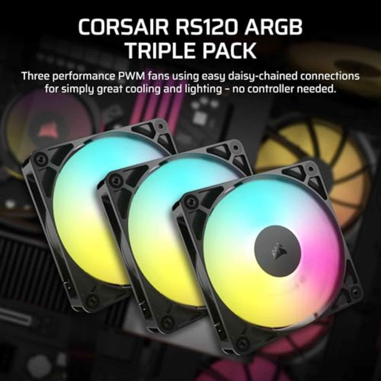 corsair-rs120-argb-120mm-pwm-l-fter-dreierpack-mit-daisy-chain-schwarz image 2