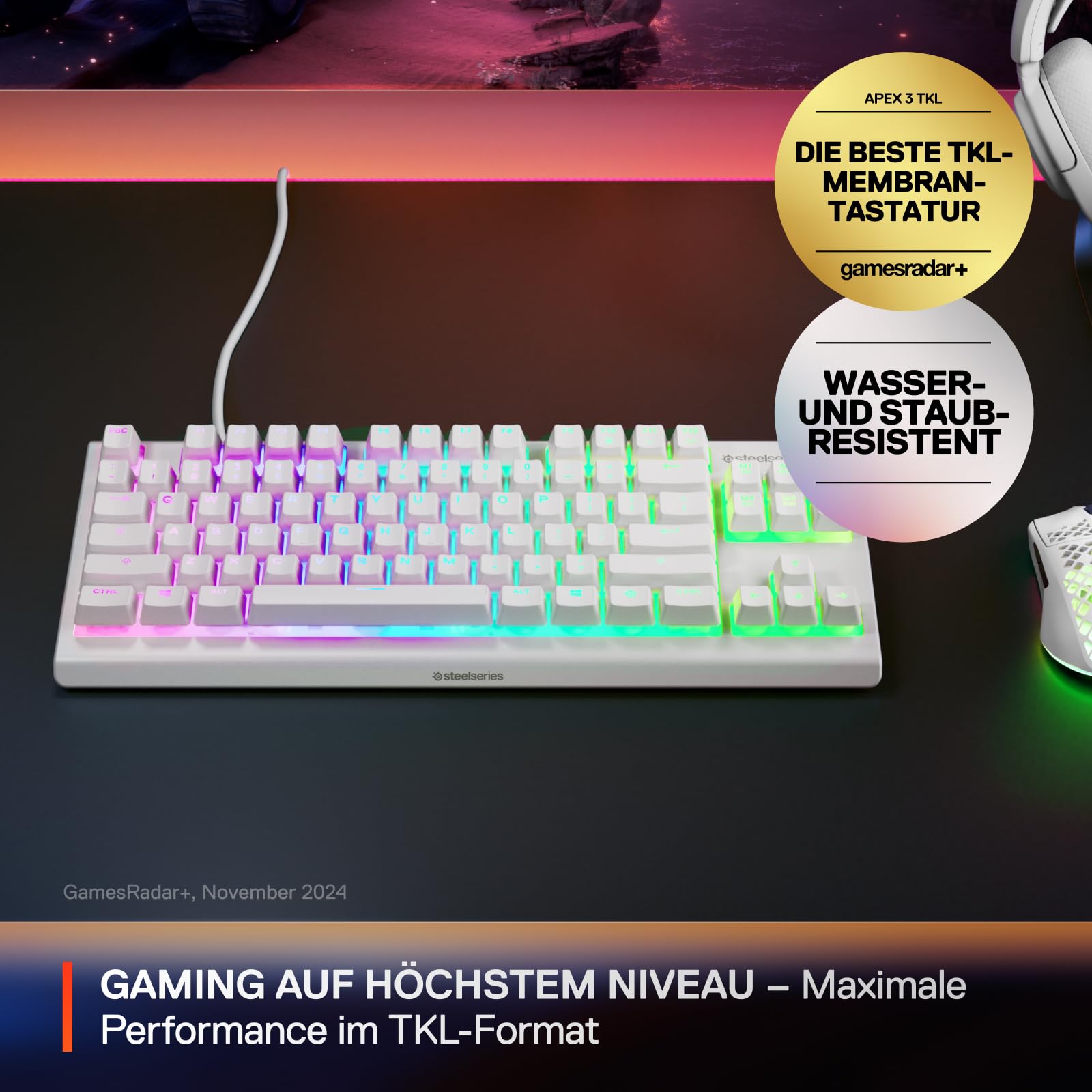steelseries-apex-3-tkl-white-rgb-gaming-tastatur-mit-tenkeyless-format-8-zonen-r image 2