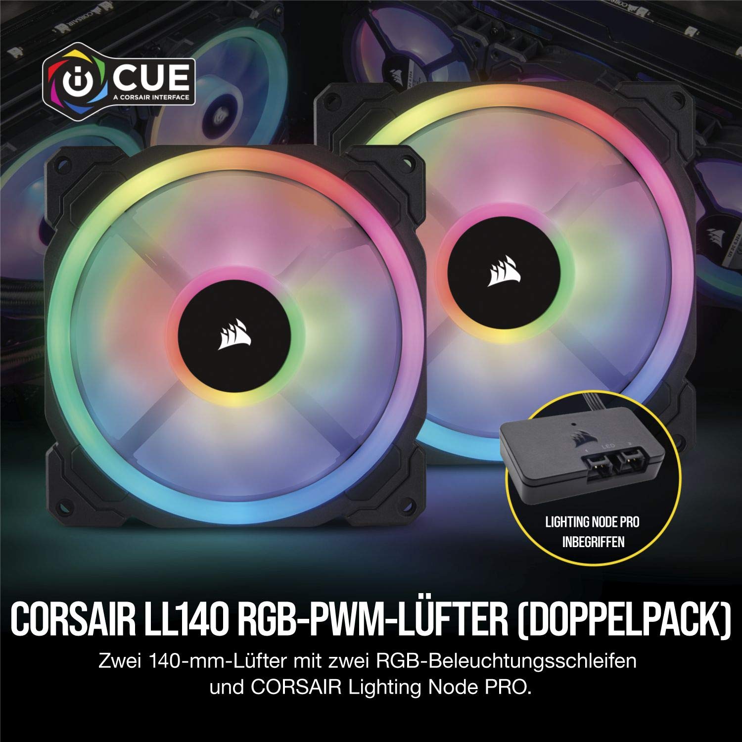 corsair-ll140-rgb-140mm-pwm-geh-usel-fter-2er-pack-dual-light-loop-lighting-node image 2