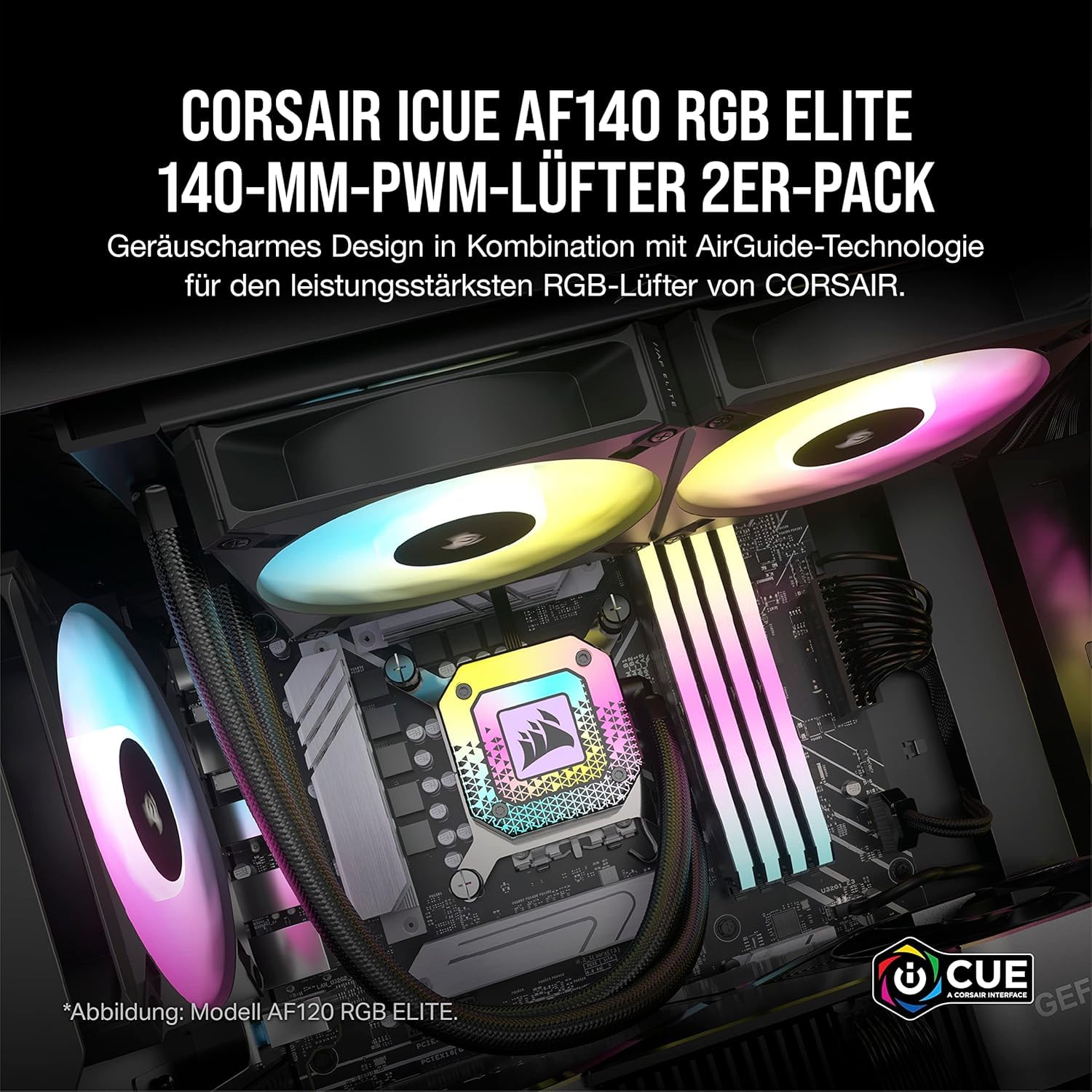 corsair-icue-af140-rgb-elite-140-mm-pwm-l-fter-doppelpack-schwarz-8-rgb-leds-pro image 2