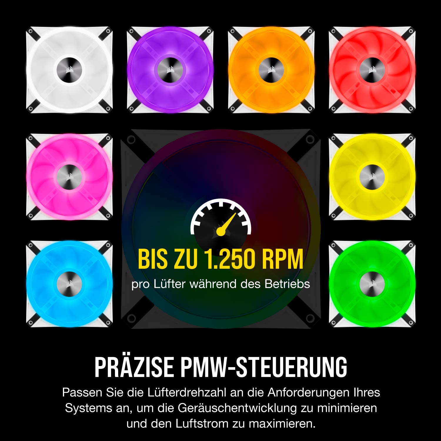 corsair-icue-ql140-rgb-140-mm-pwm-l-fter-wei-34-einzeln-ansteuerbare-rgb-leds-bi image 7