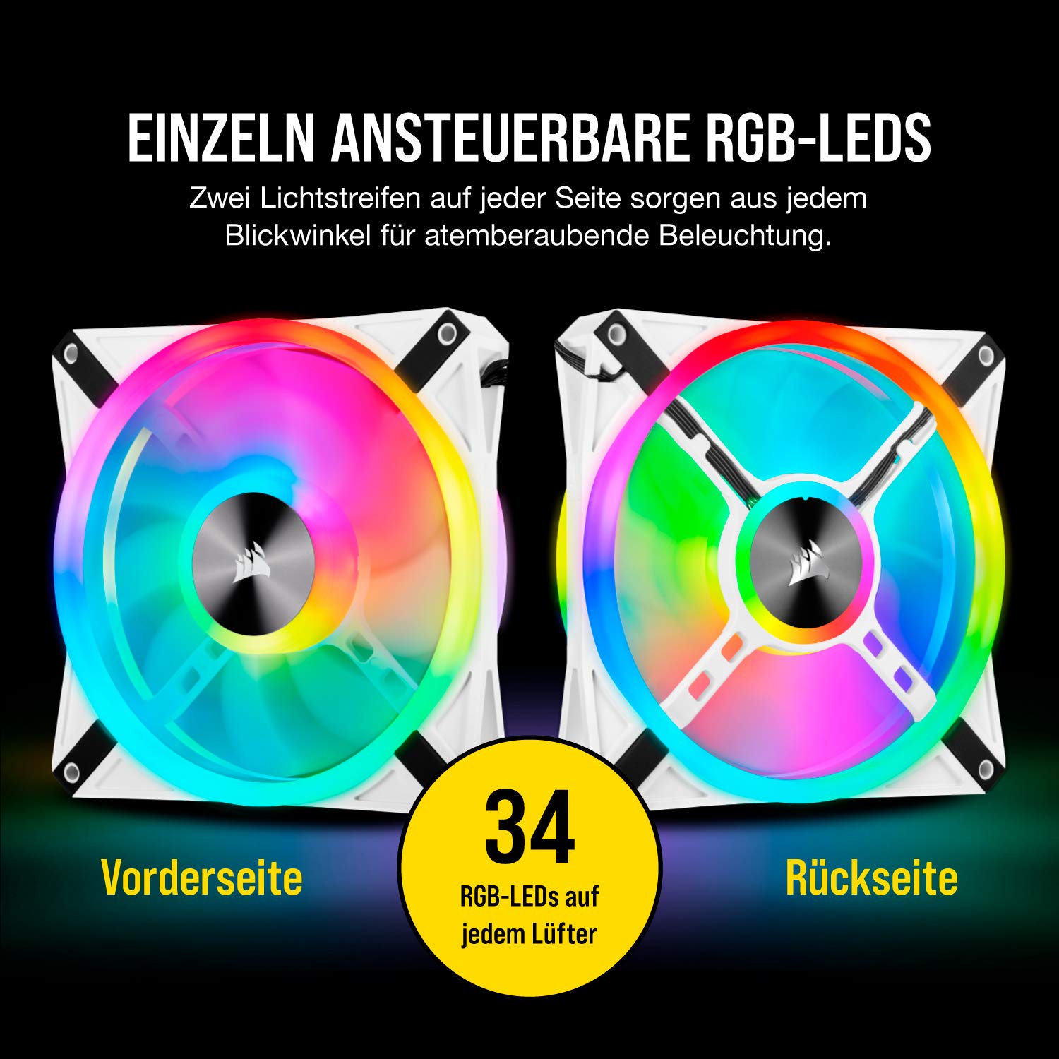 corsair-icue-ql140-rgb-140-mm-pwm-l-fter-wei-34-einzeln-ansteuerbare-rgb-leds-bi image 5