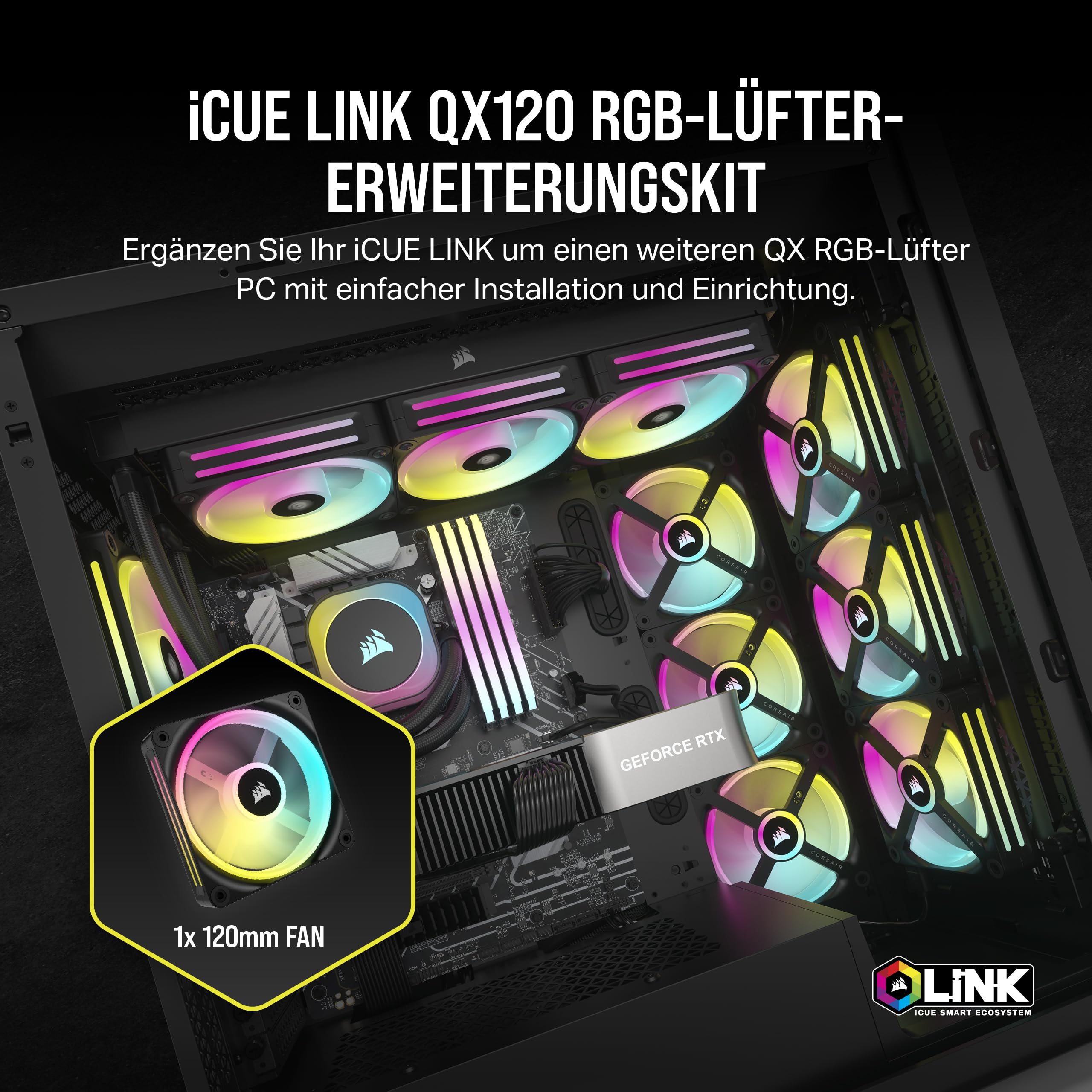corsair-icue-link-qx120-rgb-120mm-magnetic-dome-l-fter-schwarz image 2
