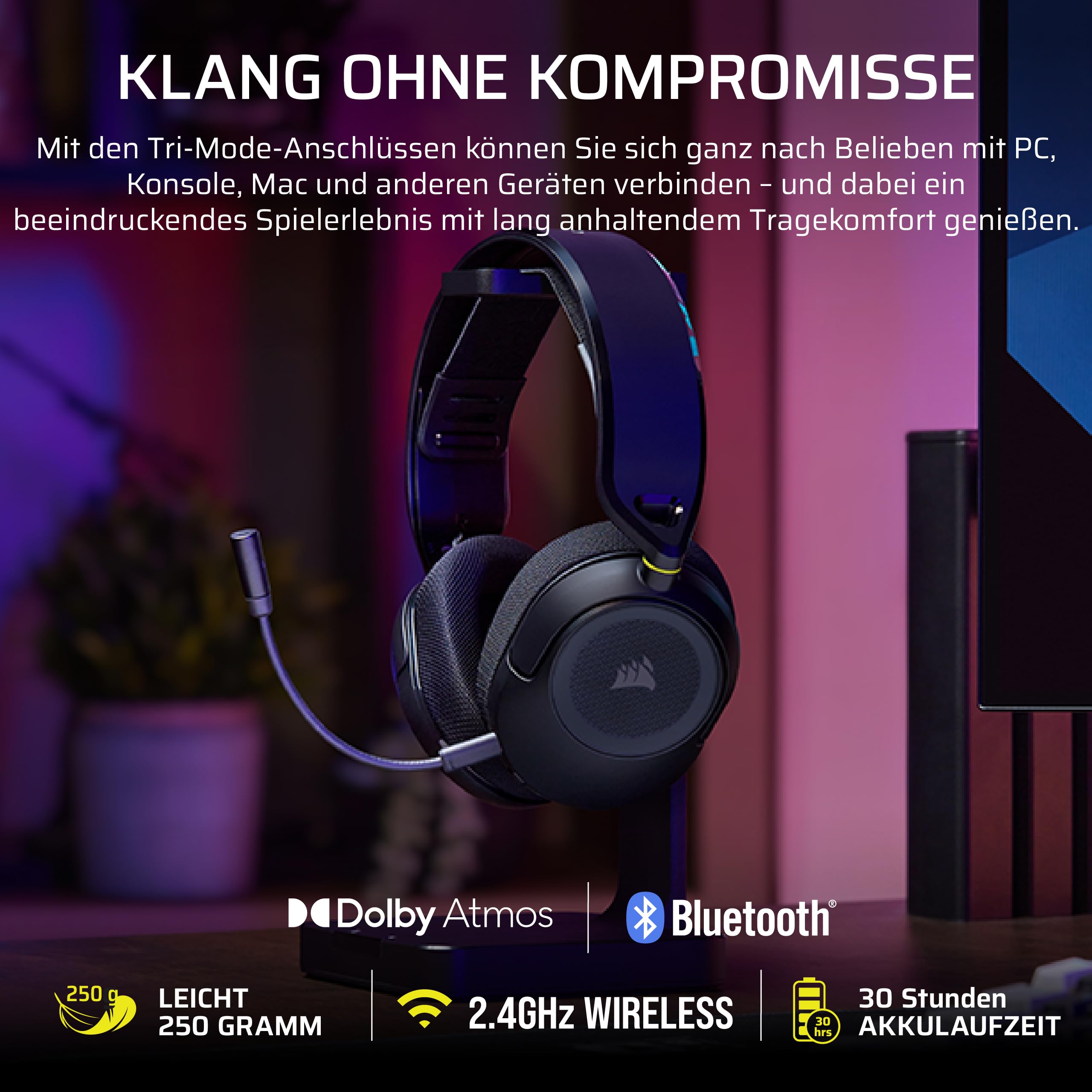corsair-hs35-v3-wireless-kabelloses-gaming-headset-mit-mikrofon-schwarz-2-4-ghz- image 2