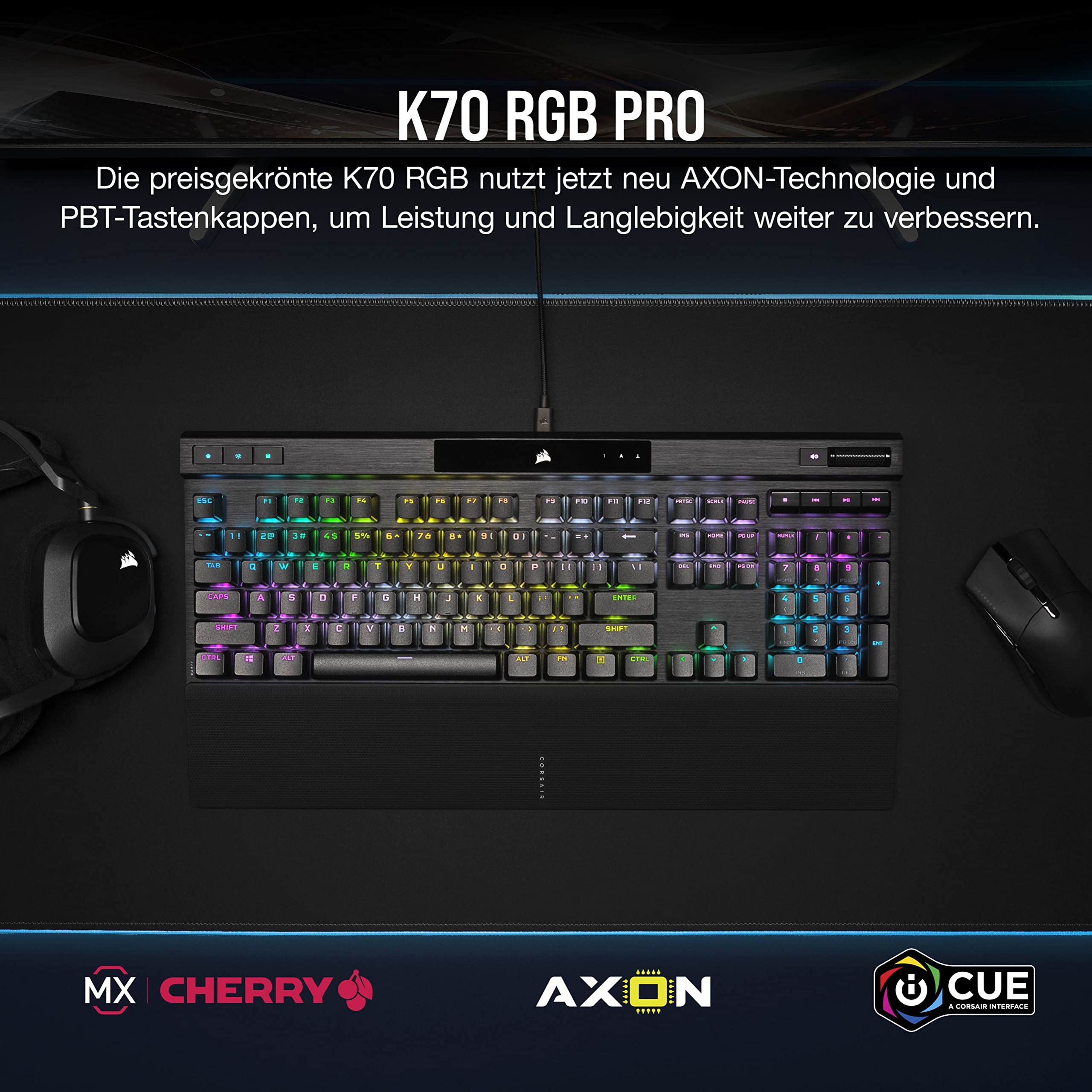 corsair-k70-rgb-pro-mechanische-gaming-tastatur-cherry-mx-red-8000hz-hyper-polli image 2
