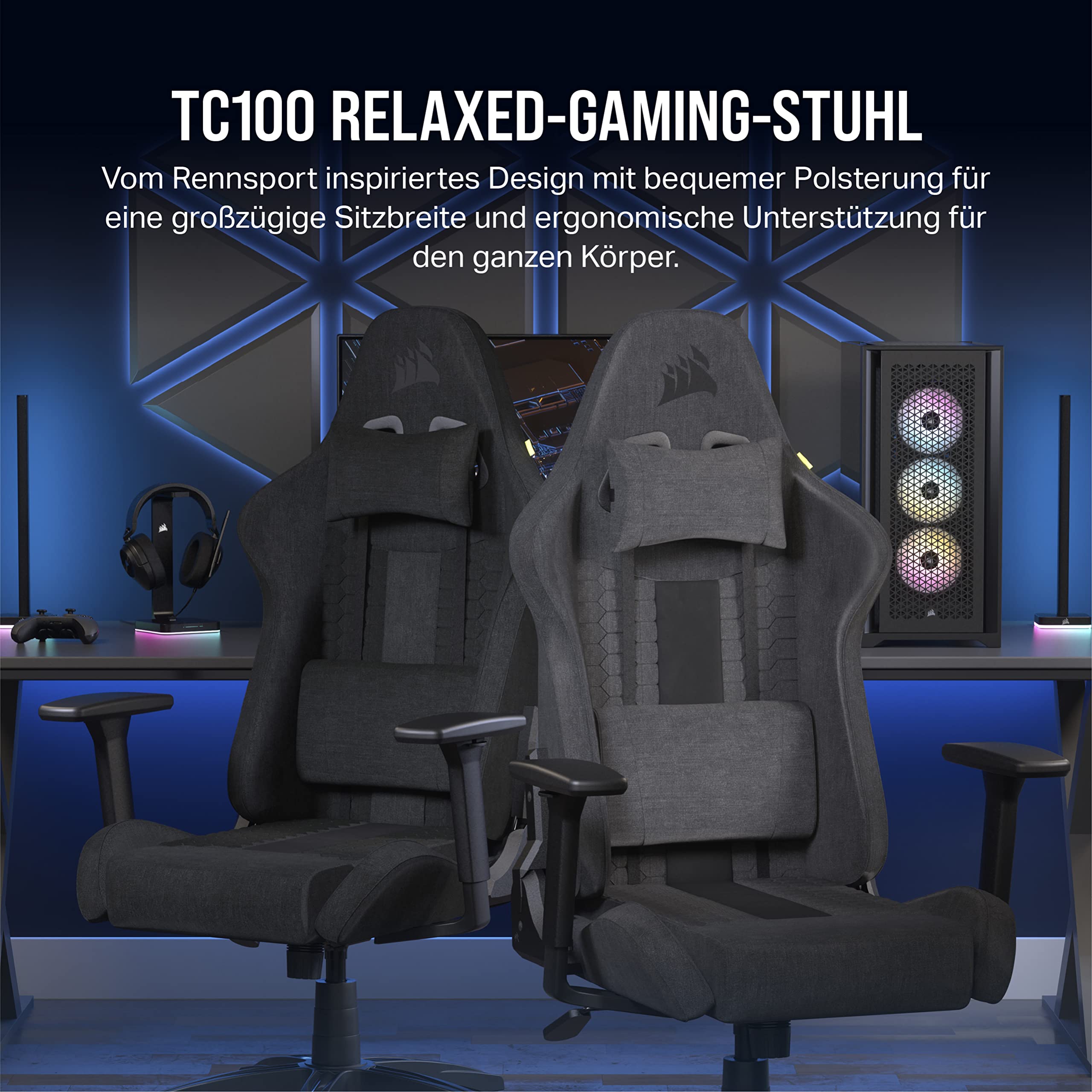 corsair-tc100-relaxed-stoff-gaming-stuhl-schwarz-rennsport-design-lendenkissen-m image 4