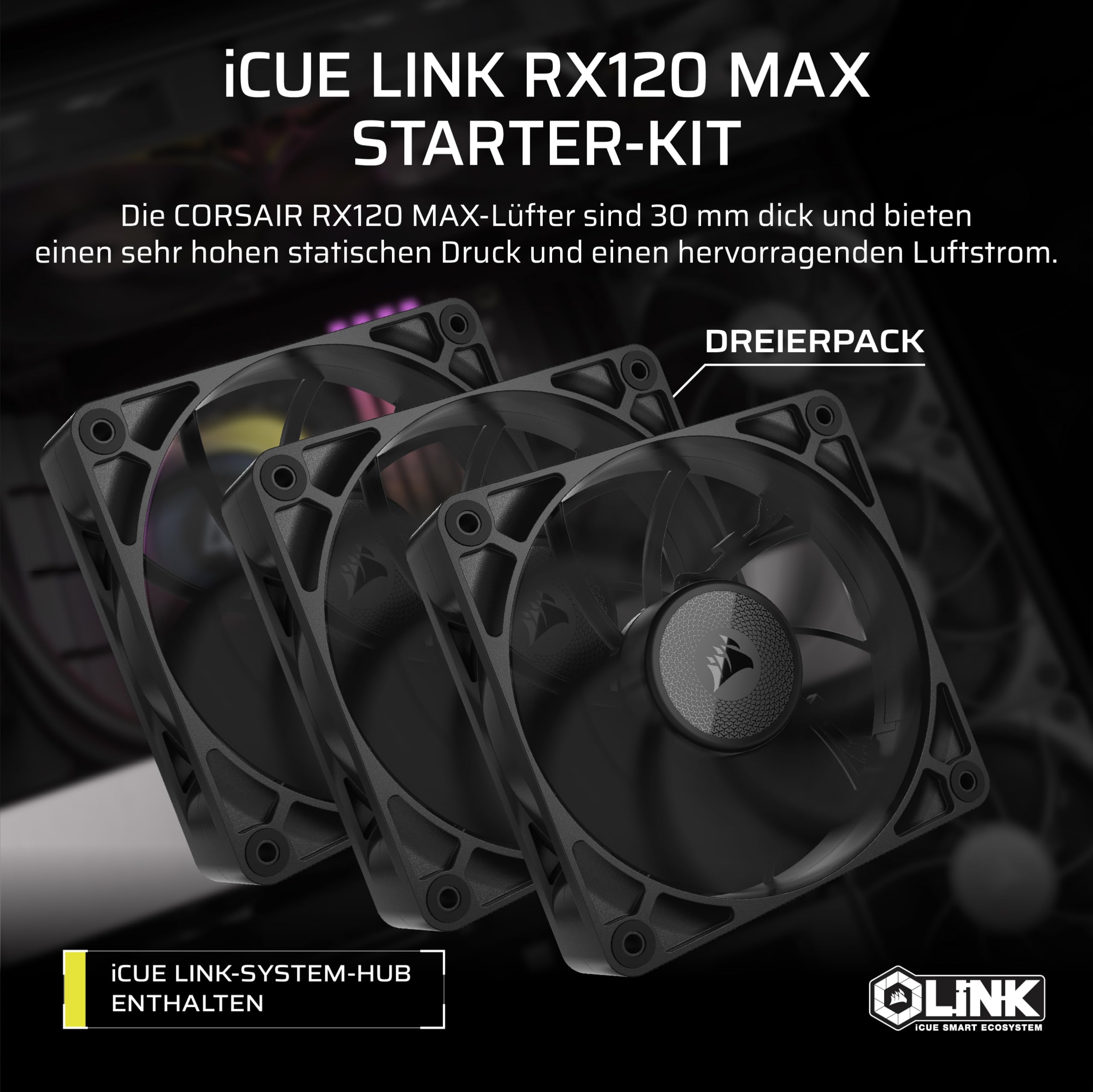 corsair-icue-link-rx120-max-120mm-pwm-geh-usel-fter-dreierpack-hoher-statischer- image 2