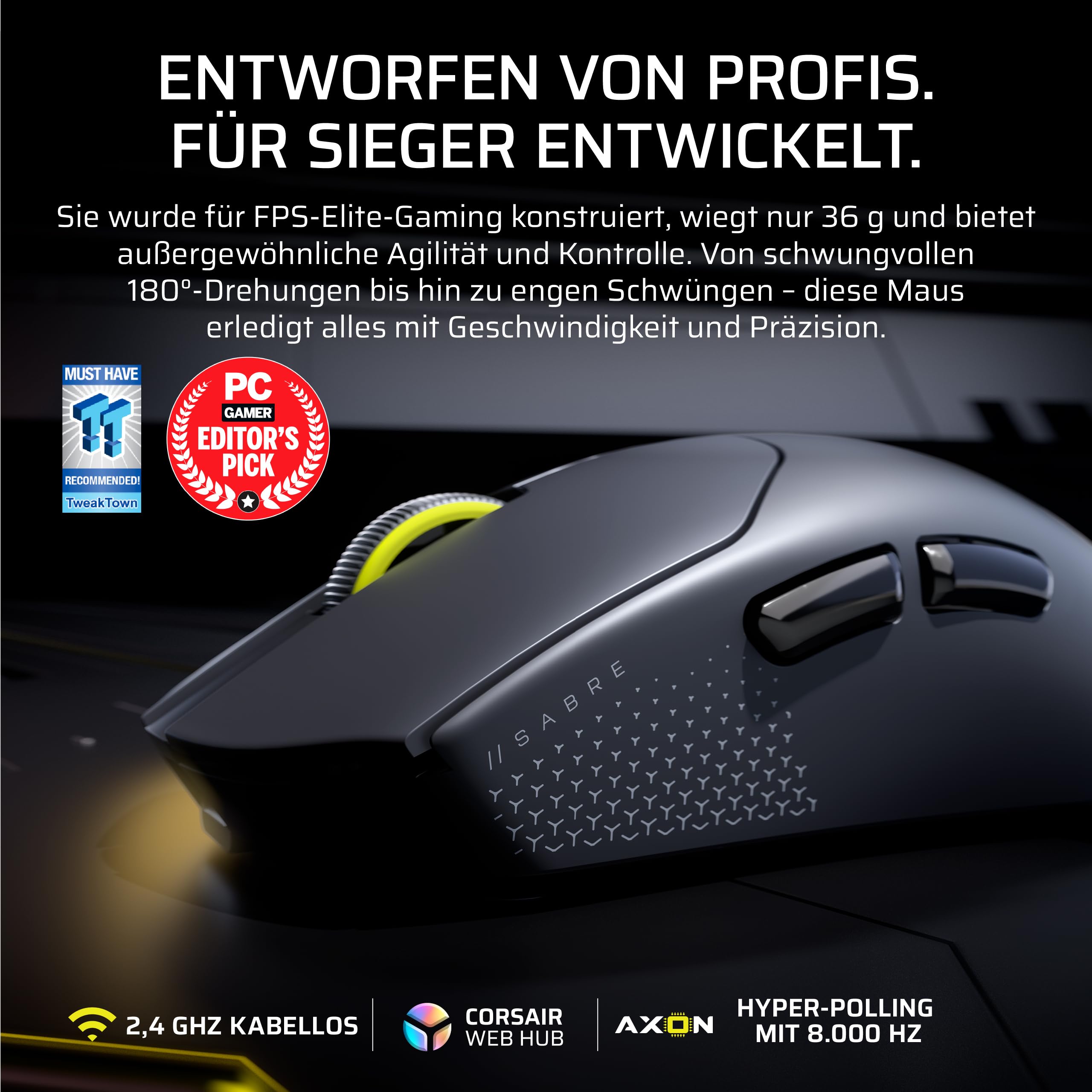 corsair-sabre-v2-pro-ultralight-wireless-fps-gaming-maus-36g-33-000-dpi-marksman image 2