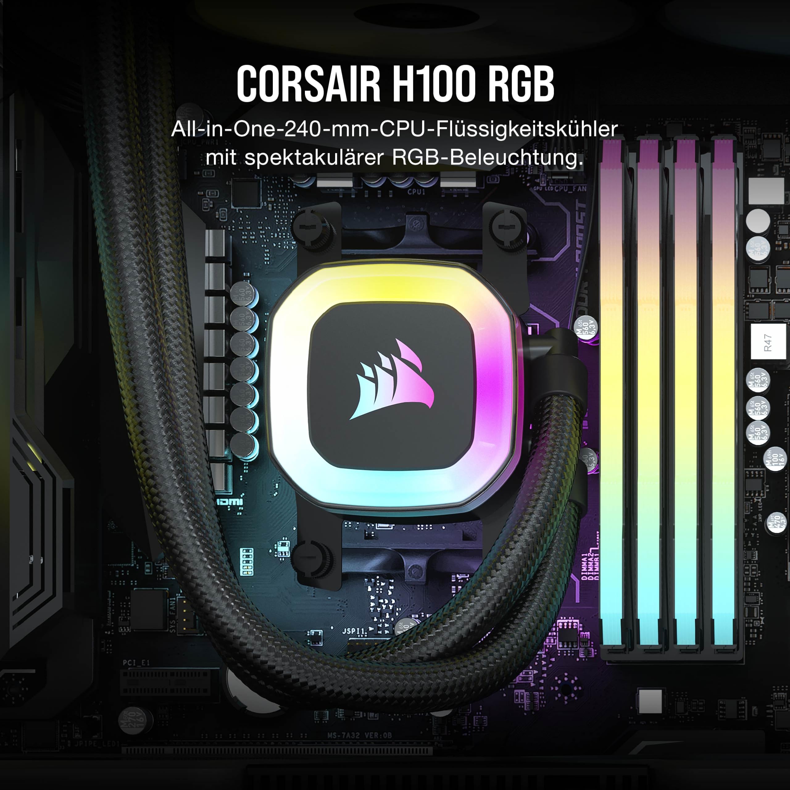 corsair-h100-rgb-fl-ssig-cpu-k-hler-240mm-aio-2x-sp120-rgb-elite-l-fter-intel-lg image 2