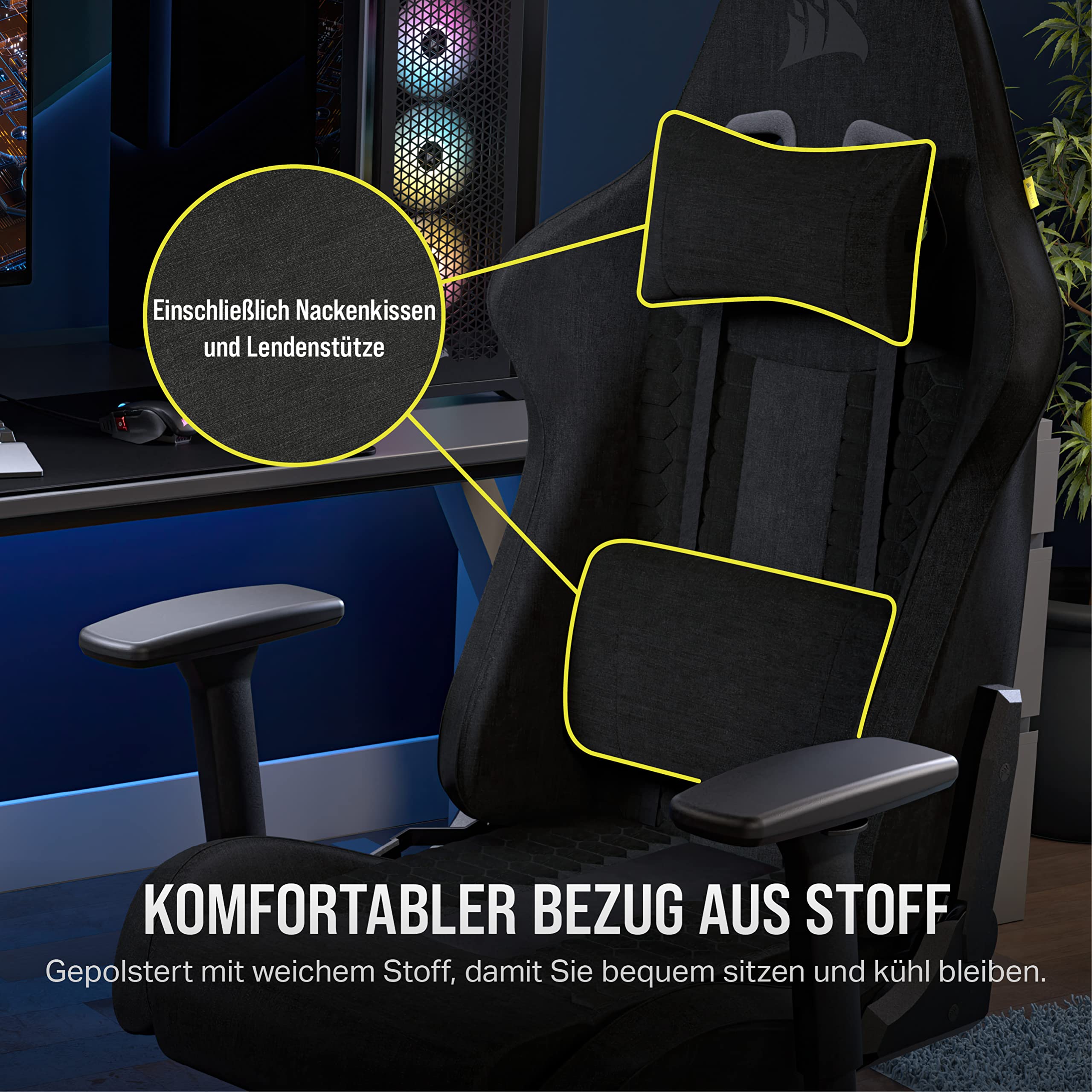 corsair-tc100-relaxed-stoff-gaming-stuhl-schwarz-rennsport-design-lendenkissen-m image 5