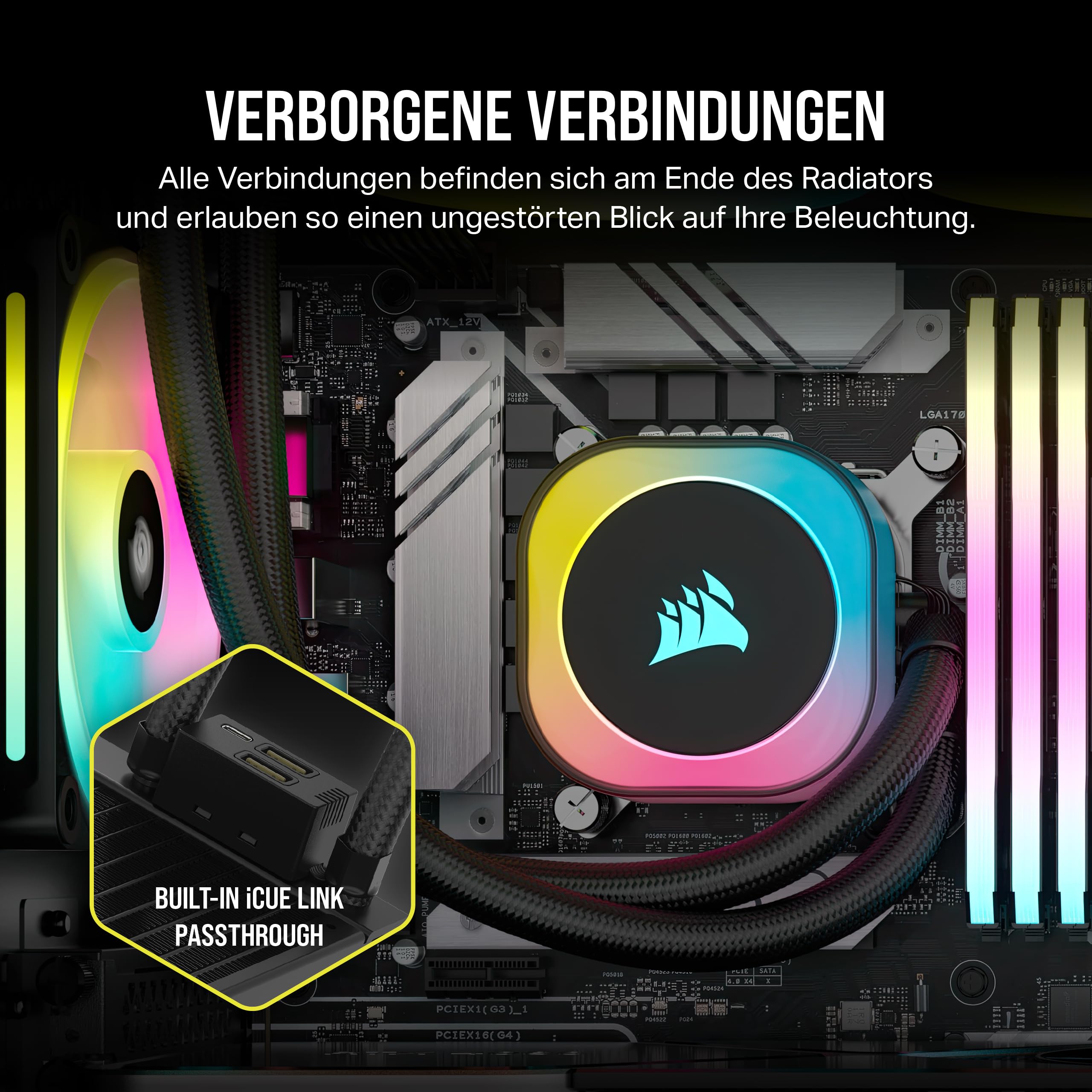 corsair-icue-link-h150i-rgb-fl-ssig-cpu-k-hler-360mm-aio-3x-qx120-rgb-l-fter-int image 5